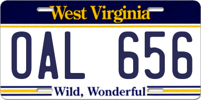 WV license plate OAL656