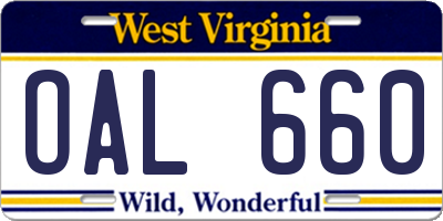 WV license plate OAL660