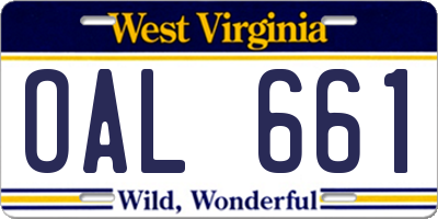 WV license plate OAL661