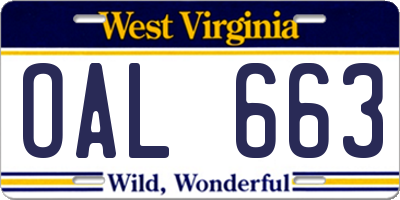 WV license plate OAL663