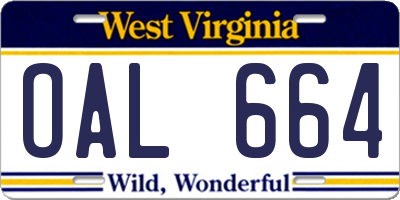 WV license plate OAL664