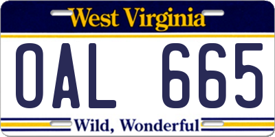 WV license plate OAL665