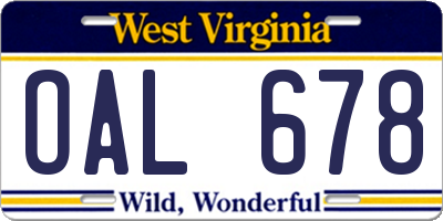 WV license plate OAL678