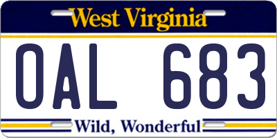WV license plate OAL683