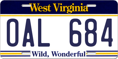 WV license plate OAL684