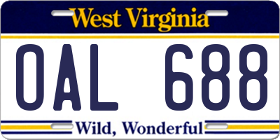 WV license plate OAL688