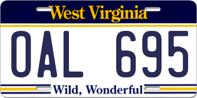 WV license plate OAL695