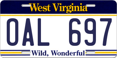 WV license plate OAL697