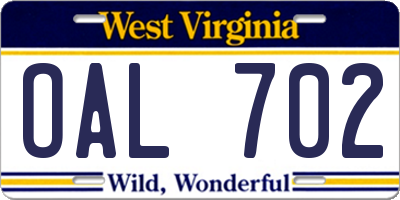 WV license plate OAL702