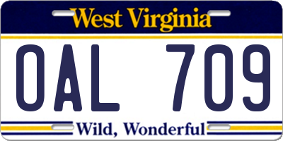 WV license plate OAL709
