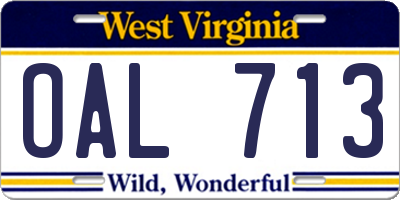 WV license plate OAL713