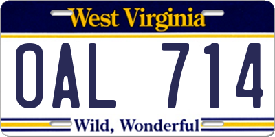 WV license plate OAL714