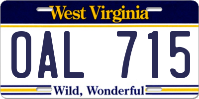 WV license plate OAL715