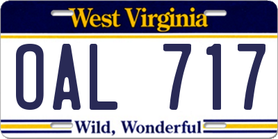 WV license plate OAL717