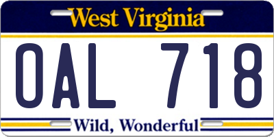 WV license plate OAL718