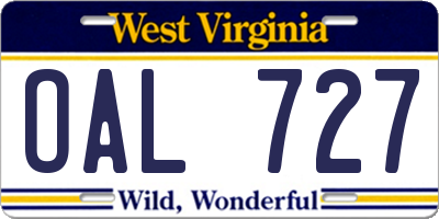 WV license plate OAL727