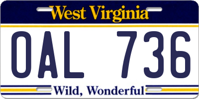 WV license plate OAL736