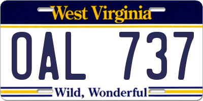 WV license plate OAL737