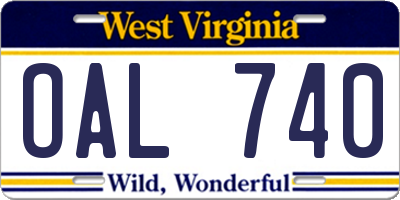 WV license plate OAL740
