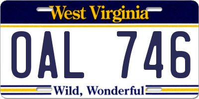 WV license plate OAL746