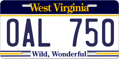 WV license plate OAL750
