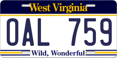 WV license plate OAL759