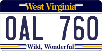 WV license plate OAL760