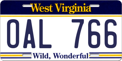 WV license plate OAL766