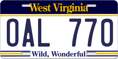 WV license plate OAL770