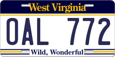 WV license plate OAL772