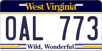 WV license plate OAL773