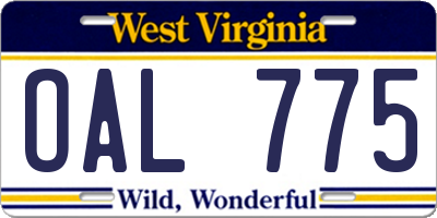 WV license plate OAL775