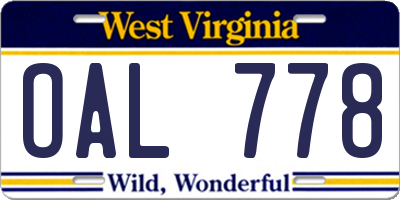 WV license plate OAL778