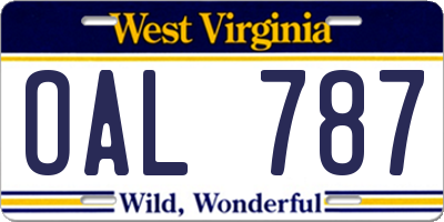 WV license plate OAL787
