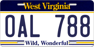 WV license plate OAL788