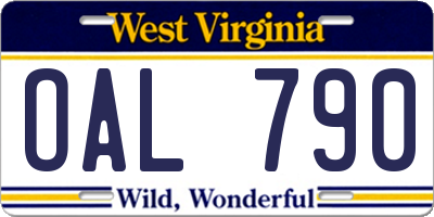 WV license plate OAL790