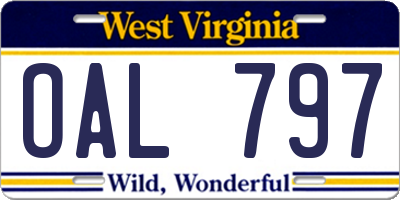 WV license plate OAL797