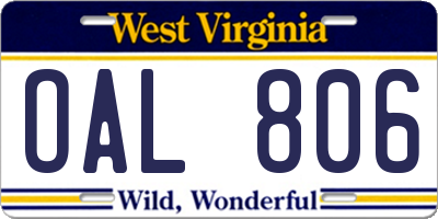 WV license plate OAL806