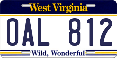 WV license plate OAL812
