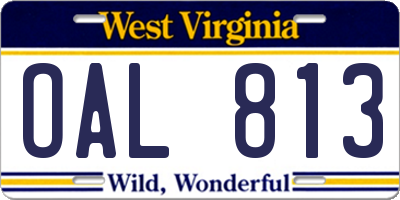 WV license plate OAL813
