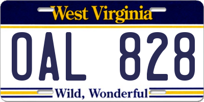 WV license plate OAL828