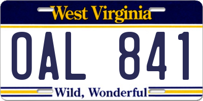 WV license plate OAL841