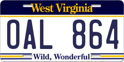WV license plate OAL864