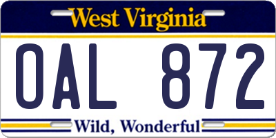 WV license plate OAL872