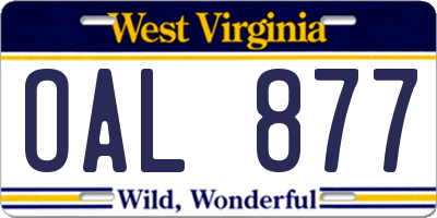 WV license plate OAL877