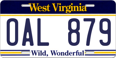 WV license plate OAL879