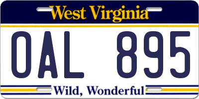 WV license plate OAL895