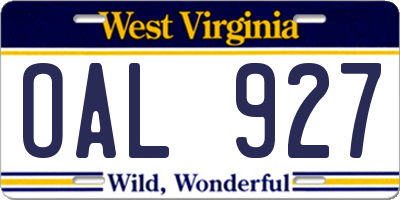 WV license plate OAL927
