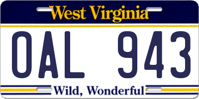 WV license plate OAL943