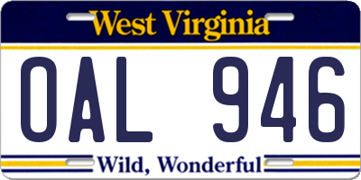 WV license plate OAL946